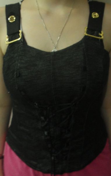 Blusa estilo Corselet Jeans com Detalhes Dourados