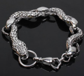 Pulseira de Titanium Serpente Prateada