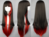 Wig Preto e Vermelho Médio 1