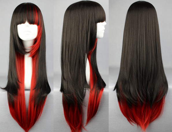 Wig Preto e Vermelho Médio 1